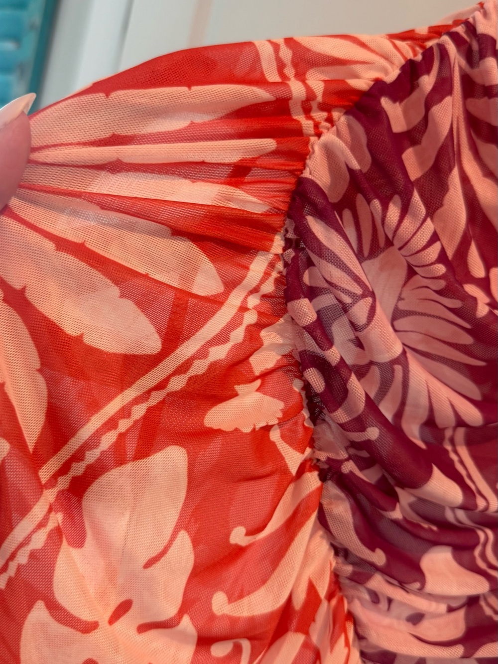Anthropologie Red and Purple Floral Swim Coverup